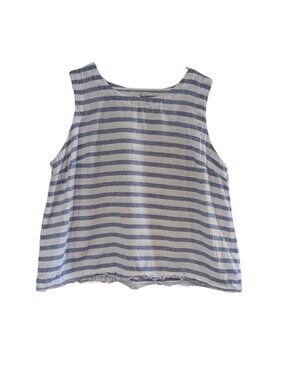 Liz Claiborne Women's Striped Tank Top, Blue White, Plus Size XXL, Fringed Hem